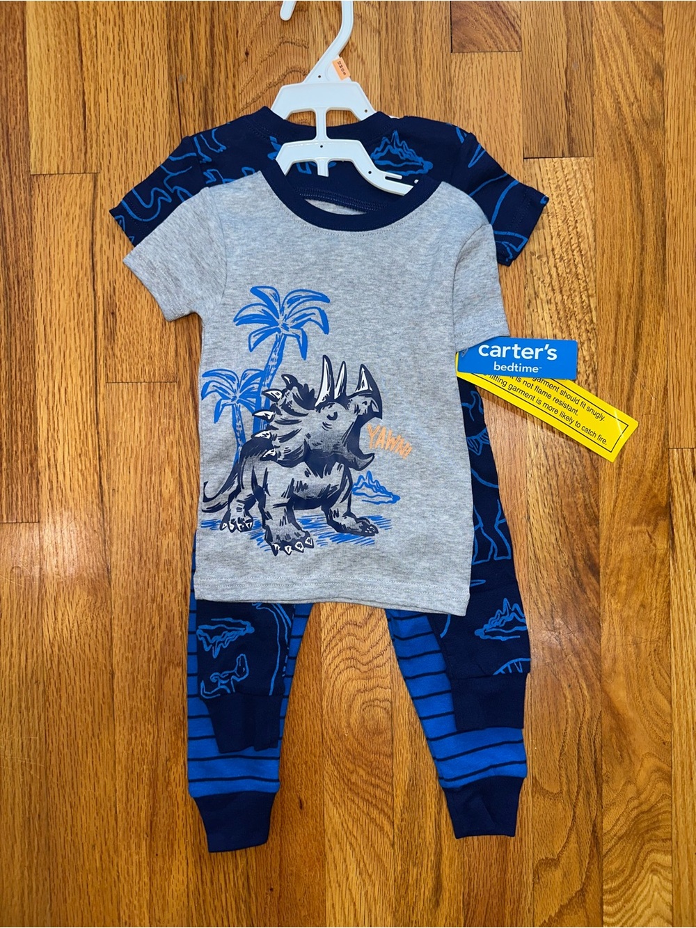 Carter's Boys Gray & Navy Dinosaur Pajamas 4 Piece Set - 12M